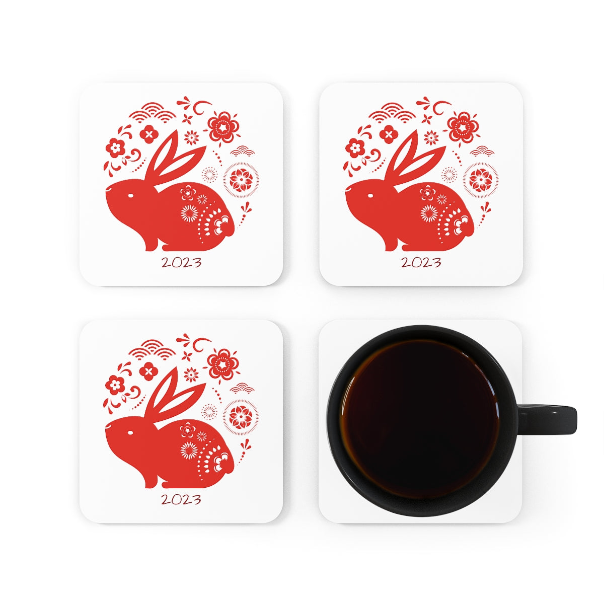 Year of The Rabbit Corkwood Coaster Set