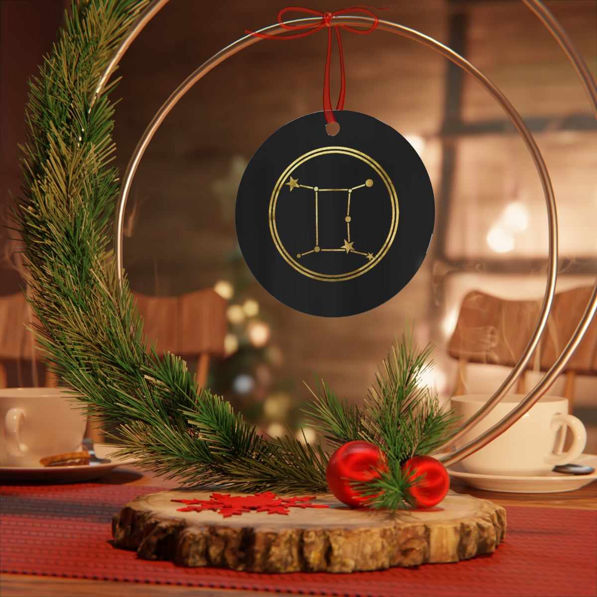 Gemini Sign Gold Zodiac Spirit Ornament hanging