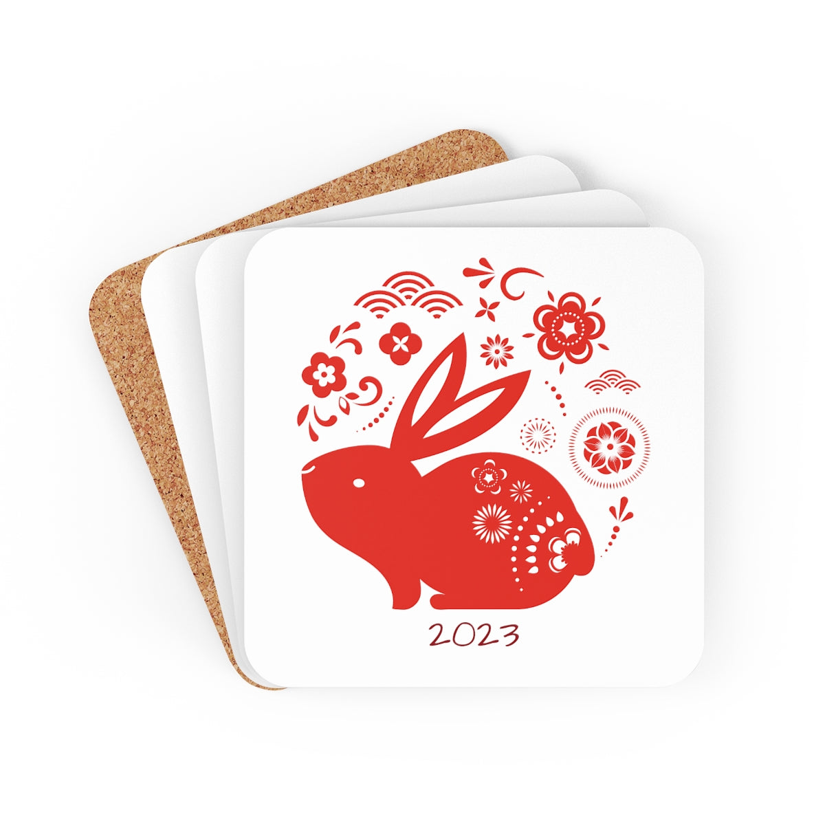 Year of The Rabbit Corkwood Coaster Set