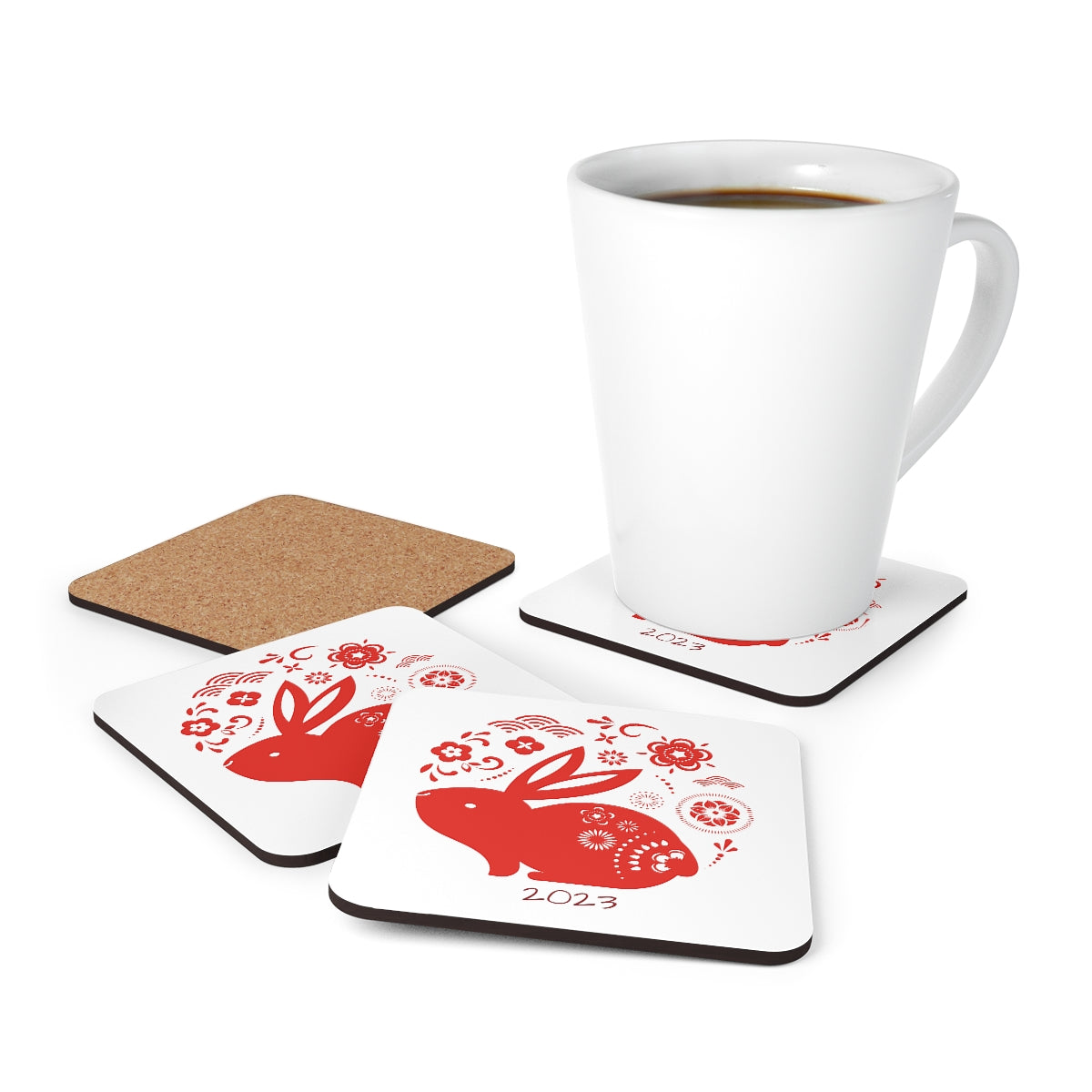 Year of The Rabbit Corkwood Coaster Set